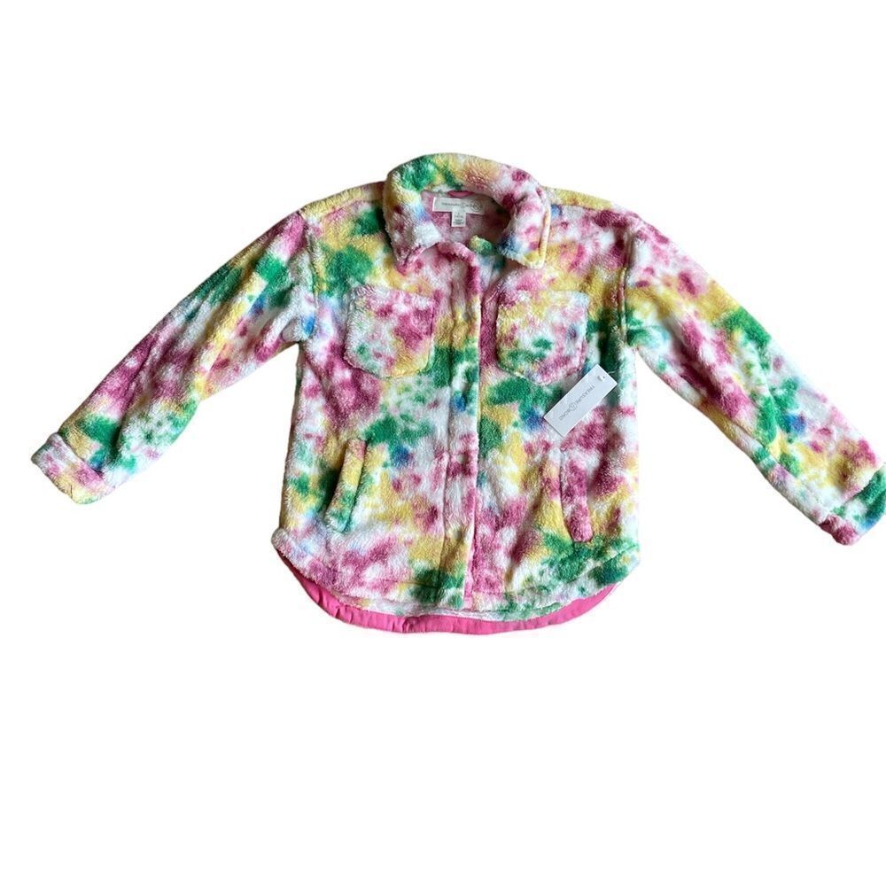 TREASURE & BOND Fleece Shirt Jacket Kids Large (10/12) Multicolor Tie Dye